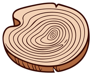 Fototapeta premium Illustration of Wood Slice with Growth Rings Displaying Tree Age and Texture