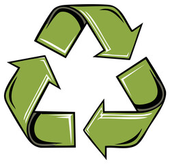 Obraz premium Green recycling symbol with three chasing arrows forming a circle for sustainability