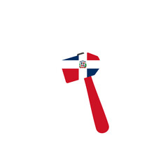 Dominican Republic Flag Wood Cuter Hammer In Icon