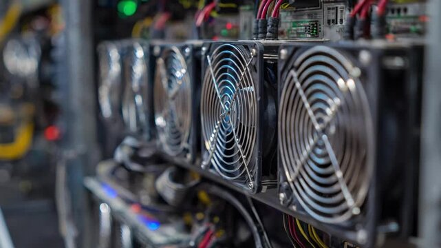 Hand adjusting multiple cooling fans speed controllers on a server rack to balance noise levels and maintain optimal system cooling performance