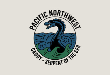 Fototapeta premium Legendary Caddy of the Pacific Northwest Surrounded by Waves in Bold Graphic Design