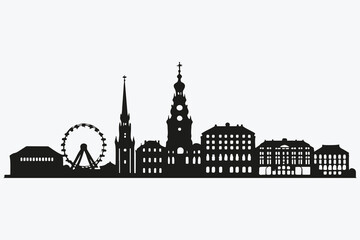 Naklejka premium Helsinki travel city view silhouette sketch illustration vector