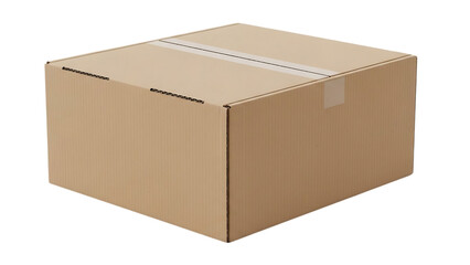 Brown corrugated cardboard shipping box isolated on a solid black background
