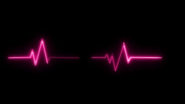 Bright blue ECG waveform pulses across black background,with video animation.