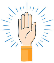 Obraz premium Hand with Rays Showing Power or Authority Gesture Cartoon Icon