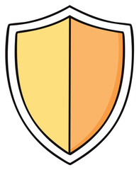 Simple shield symbol in yellow and orange, representing protection, security, and safety