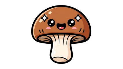 Cute Cartoon Mushroom Character Illustration.