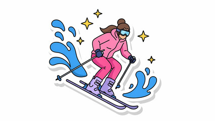 Obraz premium スキーヤーが軽快に滑る