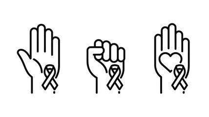 Obraz premium Hands showing support with ribbons Vector