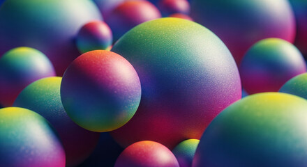 Chromatic Spheres: A mesmerizing cluster of spherical shapes, each radiating a spectrum of vibrant colors, creating a visually captivating composition.