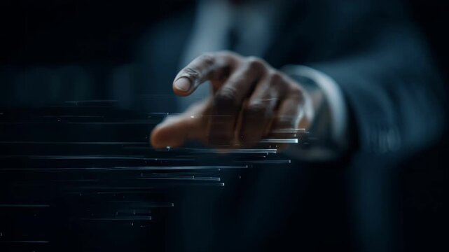 Specialist conducting multistage economic impact assessments with layered project timelines on a digital touchscreen display.