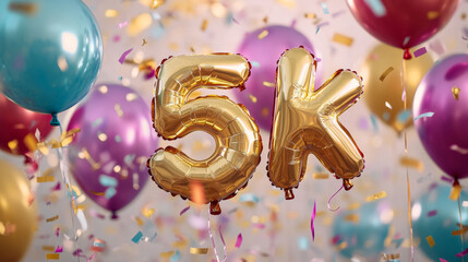 5K Subscribers Celebration Banner with Balloons and Confetti