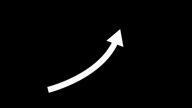 Business growth arrow animation on a black background,with 4k video animation.