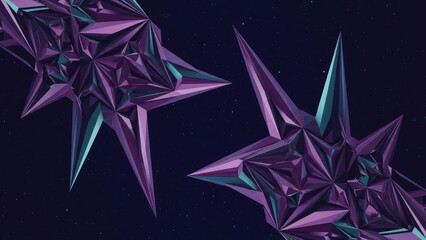 Starry Cosmic Purple Teal Geometric Crystal Structures Abstract Art Illustration Digital Background.jpg