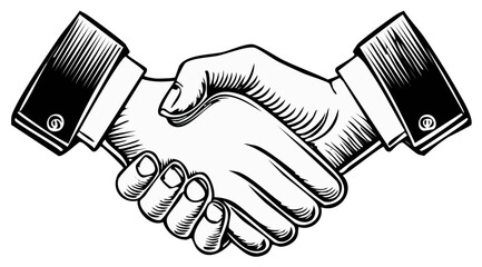 Monochrome Business Handshake Vector Illustration for Dealmaking and Professional Agreements