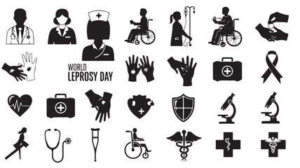 Obraz premium World Leprosy Day Medical Icons and Symbols