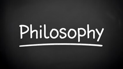 Obraz premium Handwritten word philosophy underlined with chalk on a dark black chalkboard symbolizing deep thinking and academic study in education