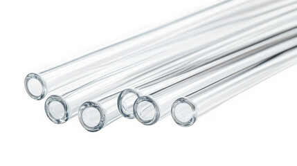 Clear Glass Tubes Isolated on White Background