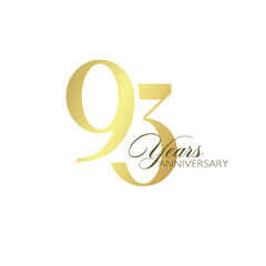 93rd Anniversary Logo, Golden Color, Vector Template Design element for birthday, invitation, wedding, jubilee and greeting card illustration.
