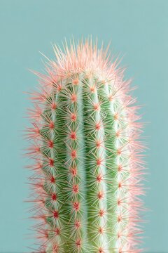 A green cactus with pink spines. Concept Desert Plants, Green Cactus, Pink Spines, Nature Closeups, Textured Plant Portraits
