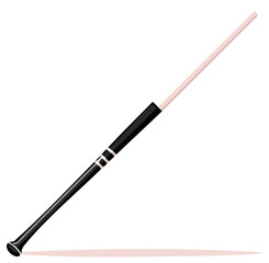 Minimalist Illustration of a Baseball Bat with Black and White Accents