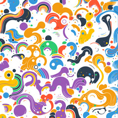 Abstract Colorful Organic Shapes Seamless Pattern Background