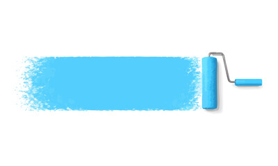 Blue Paint Roller Stroke On White Background
 Vector illustration, easily editable. 