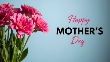 Happy mother's day greeting with pink flowers