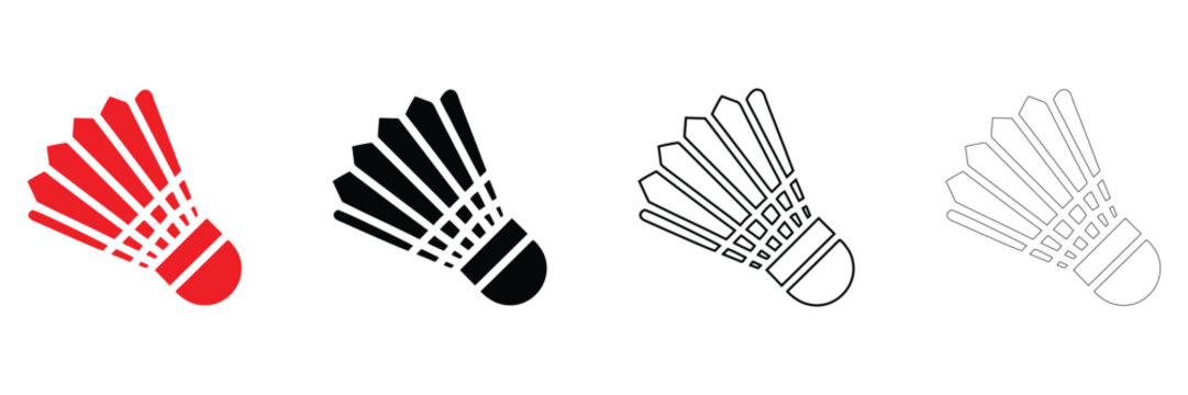 badminton shuttlecock icon vector, badminton feather vector, silhouette and line art