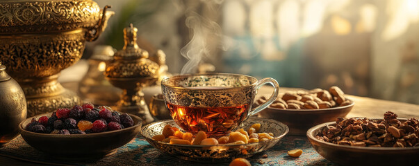 Elegant Arabic Tea with Nuts and Dried Fruits