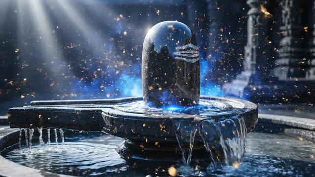 Shiva Lingam Water Abhishek Ritual Sacred Hindu Worship