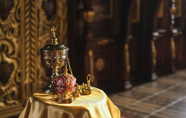 Fototapeta premium Christian Orthodox Church ceremonial censer close-up.