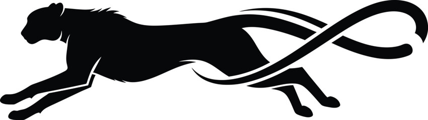 Stylized Black Panther Silhouette Running with Infinity Tail Symbol. Vector illustration © Shawon's Creation
