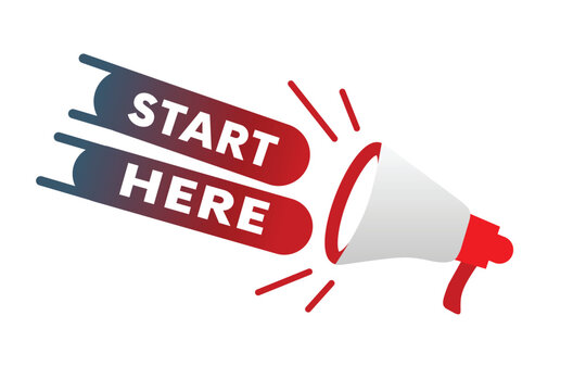Start here text on label vector eps. Business concept for post social platform.