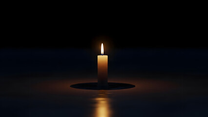 A single burning candle illuminating the tranquil darkness with its warm glow