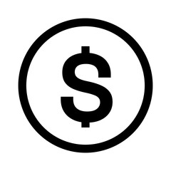 Obraz premium Dollar coin logo. Simple dollar coin icon. Circle with $ symbol.