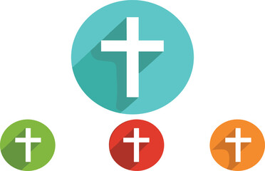 Obraz premium Set of Modern Flat Design Plus Icons with Long Shadow Effect in Colorful Circles for Medical and UI Design.