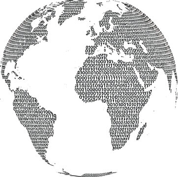 Global connectivity visualized through typographic representation of world map
