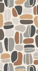 Minimalist Abstract Pattern of Mid Century Modern Organic Shapes in Neutral Earth Tones