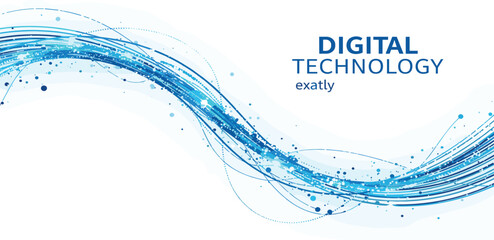 Digital technology illustration showcasing futuristic wave design elements in a dynamic abstract representation