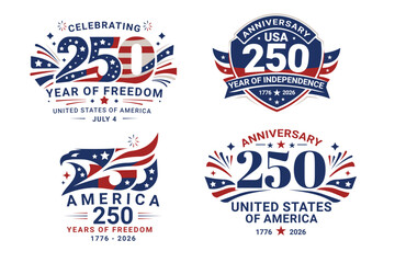 USA 250th Independence Anniversary Heritage Badge, Patriotic American 250th Year Celebration Emblem, USA 250 Years Independence Commemorative Badge Design