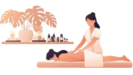 Massage Therapy Woman Relaxing Spa Environment Illustration Calm Wellness.jpg