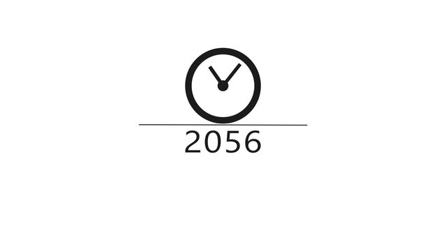 New year clock icon illustration. Countdown timer clock symbol. 2056 clock timer.