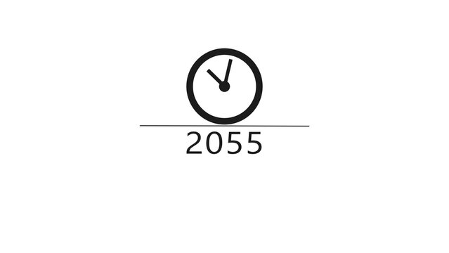 New year clock icon illustration. Countdown timer clock symbol. 2055 clock timer.