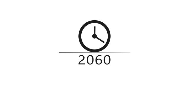 New year clock icon illustration. Countdown timer clock symbol. 2060 clock timer.