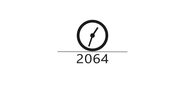 New year clock icon illustration. Countdown timer clock symbol. 2064 clock timer.