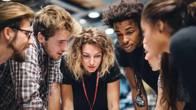 Midshot of diverse professionals discussing updates to a companys code of conduct during a collaborative meeting in a modern office setting.