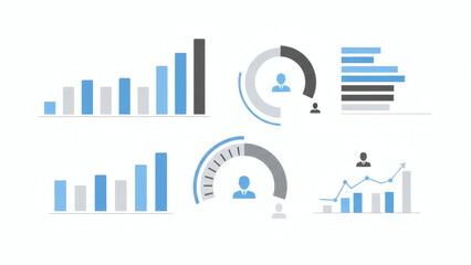 Business infographic elements with graphs and people icons