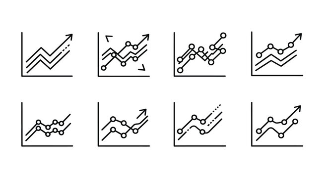 Set of graph line trends Vector