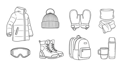 Essential winter gear for outdoor adventures Vector © mahafuza